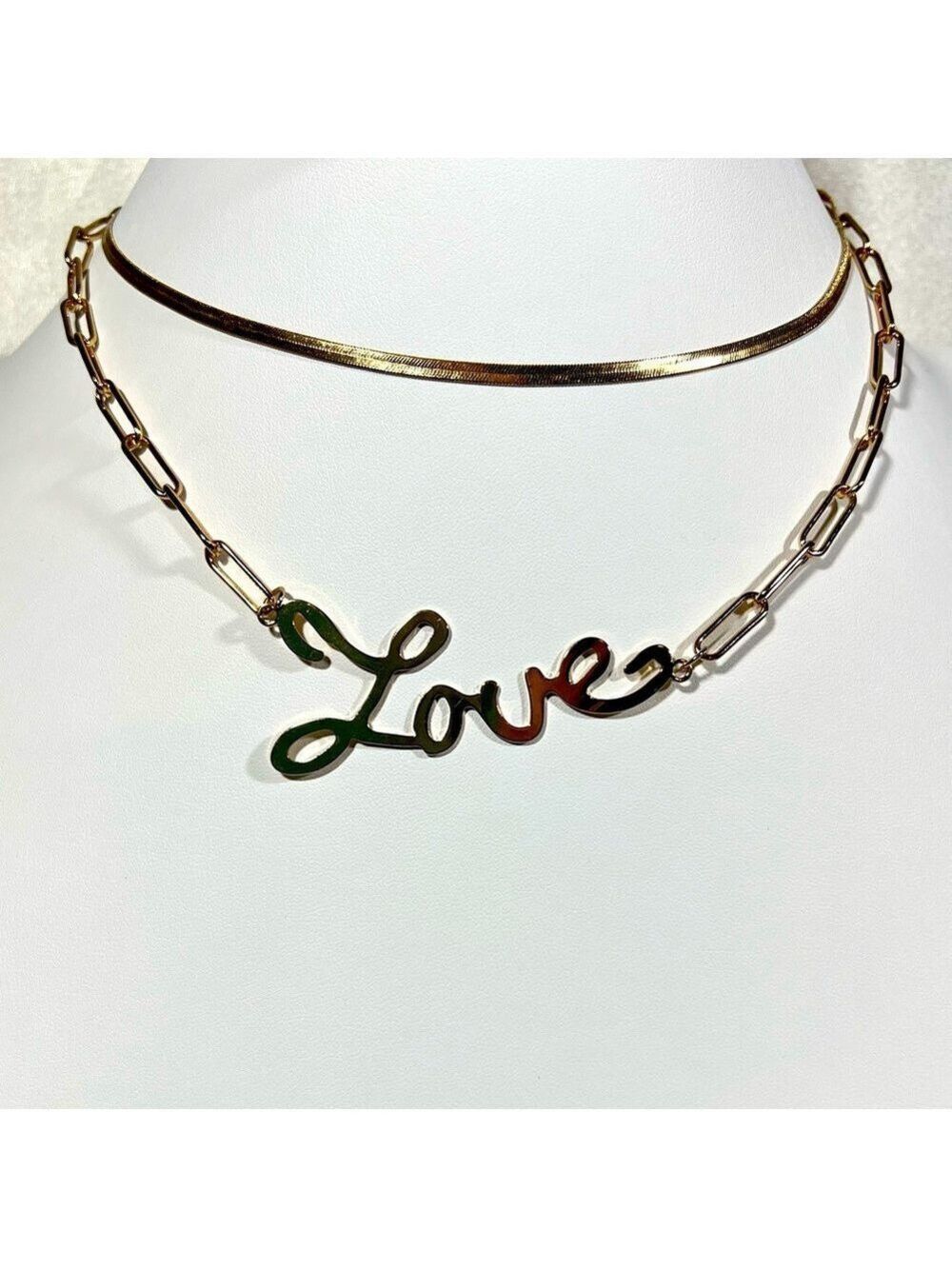 Gold Double Layer Love Necklace